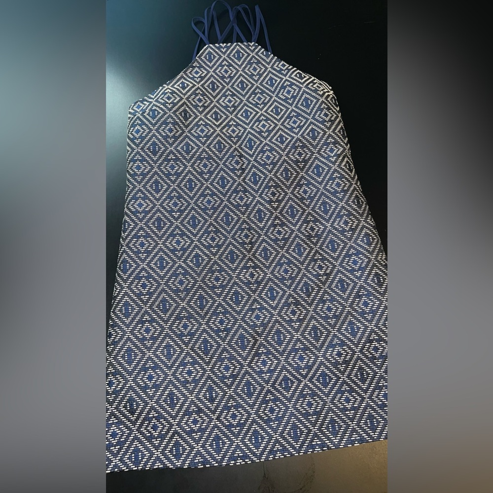WHITNEY EVE Bara Dress Navy Blue White Diamond Textured Tweed Size XS EUC